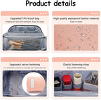 BOYATU Travel Makeup Bag Organizer Cosmetic Bag: 3 Pcs Set Make up Bags for Women with Handle - Waterproof Vegan Leather Toiletry Bags Travel Essentials Pouch with Compartments (C-05-Pink)