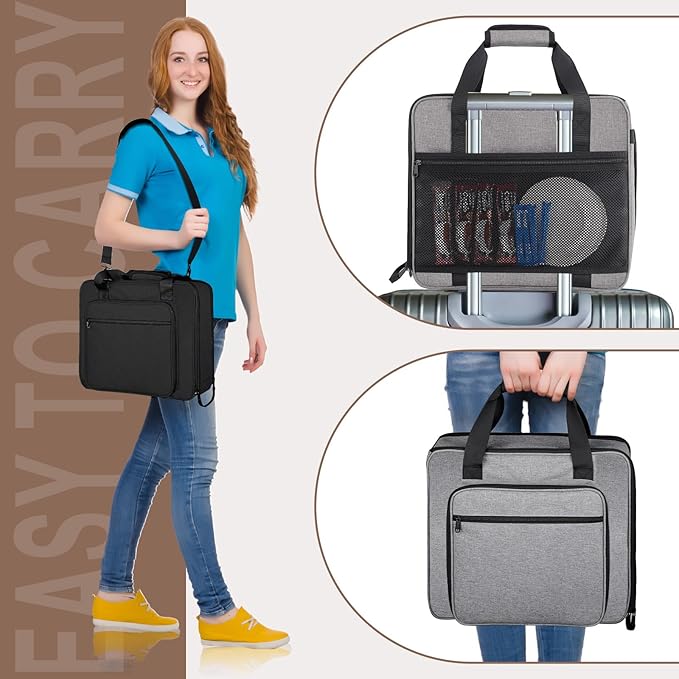 Anitor Portable Carrying Coffee Maker Travel Bag Match for Keurig K-Slim/K-Iced Plus, Single Serve Coffee Machine Travel Bag with Padded Shoulder Straps Includes Multiple Storage Bags, Grey