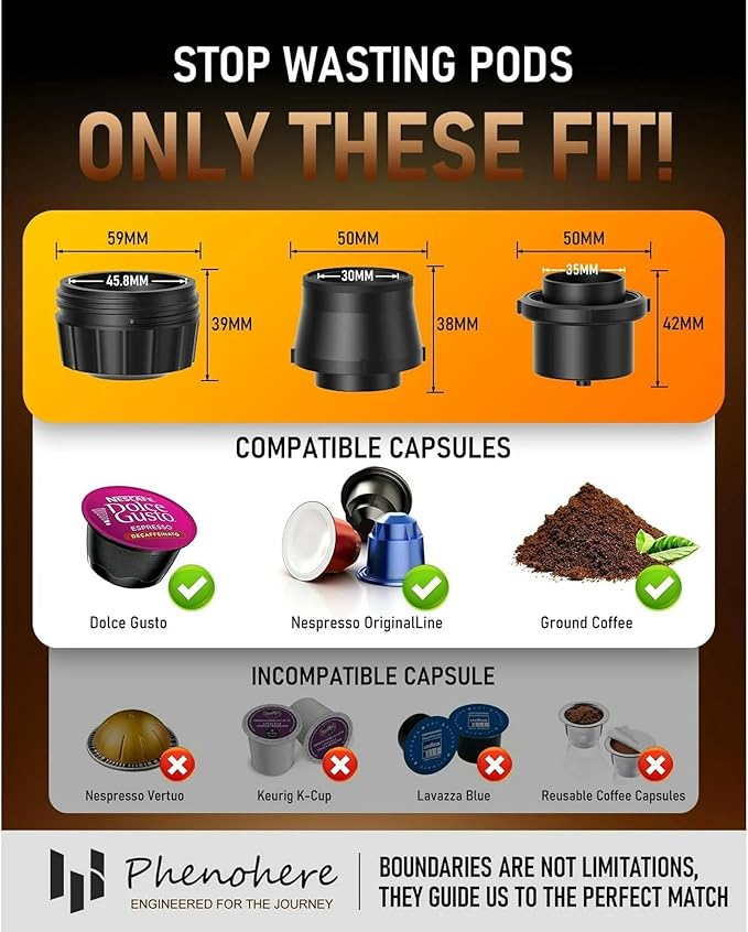 Portable Espresso Coffee Maker Rechargeable Self Heating Machine For Travel Car 3 in 1 Ground Coffee and NS Capsules 20 Bar Pressure Smart LED Display Camping Office With Stand Holder (GREY)