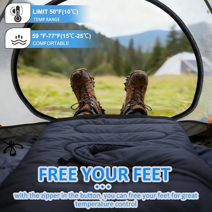 oaskys Camping Sleeping Bag - 3 Season Warm & Cool Weather - Summer Spring Fall Lightweight Waterproof for Adults Kids - Camping Gear Equipment, Traveling, and Outdoors