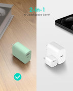 [4 Pack] USB C Charger Block Fast Charging Multiport Adpater [PD 20W USB-C & QC 3.0 USB-A Port] for i Phone 17/16/15/14/13/12/11/X/8, i Pad, Galaxy, Google, Galaxy & More [Green]