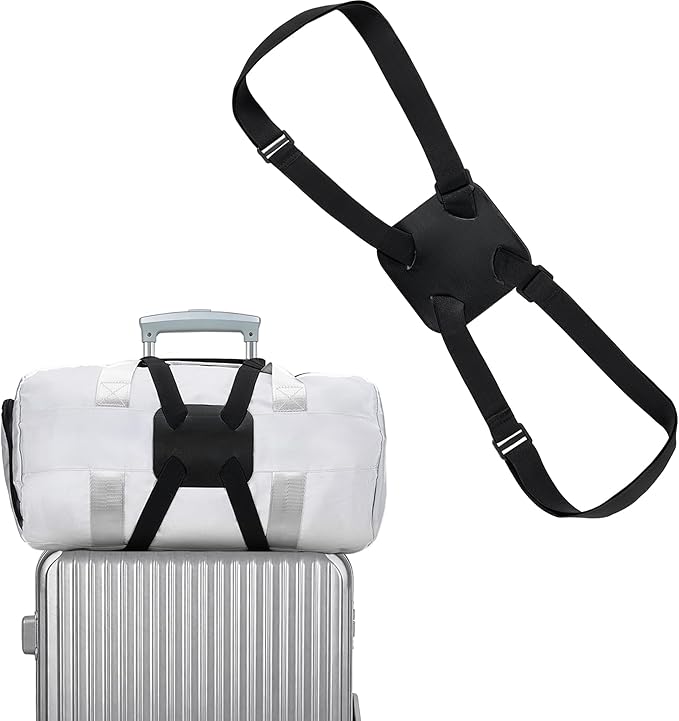 Chelmon Luggage Straps, Ajustable Elastic Bungee Belt for Suitcases, Add Extra Bag Easy and Securely for Travel (Black)
