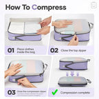 Veken 11 Set Compression Packing Cubes for Travel Essentials,Compressible Expandable Large Luggage Suitcase Organizer Bags for Clothing,Durable Space Saver Storage Bags with Toiletry Bags(Purple Gray)