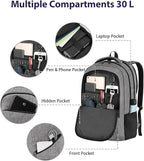 MATEIN Travel Laptop Backpack, 17 Inch Work TSA Approved Carry on Backpack, Large Computer Business Bag for Men Women with Trolley Sleeve and Anti Theft Pocket, College School Rucksack Book Bag, Grey