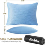 Ivellow Travel Pillow Camping Pillow for Sleeping Cooling Shredded Memory Foam Pillow Compressible Compact Medium Firm,Breathable,Ideal for Adults Kids Outdoor Backpacking Hiking Essential Gear Blue M