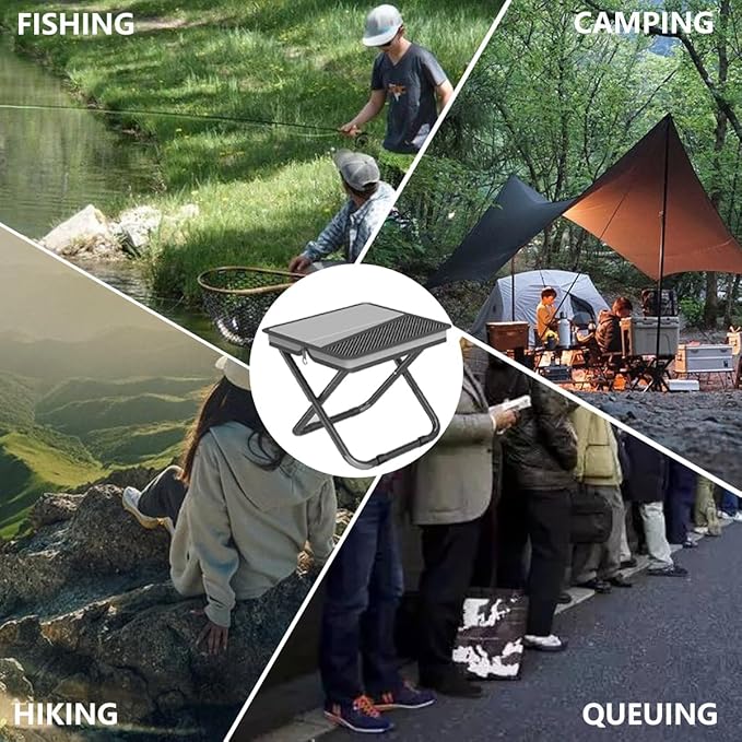 2-in-1 Collapsible Camping Stool & Sling Bag / 220LB Load Capacity Folding Portable Fishing Stool/Collapsible Stool for Camping, Hiking, Fishing, Gardening & Beach Outdoor Activities