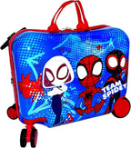 Fast Forward Ride-On 18"" Suitcase For Kids/Tow-Along Toddler Carry-On Luggage With Wheels (Spidey And Friends), Large
