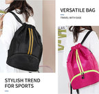 JELUTAR Drawstring Backpack Gym Bag with Shoes Compartment for Soccer, Basketball, Swim, Water-Resistant String Backpack Beach Cinch for Women Men, Black Gold