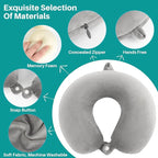 RAINFLOW Neck Pillow for Airplane Sleeping – Memory Foam Travel Pillow with Neck & Head Support, U-Shaped Design for Long Flights, Portable Adult Neck Support Pillow with Washable Cover (Grey)
