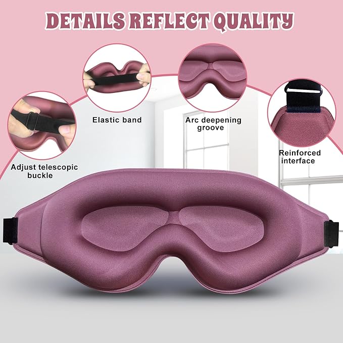 3D Advanced Eye Mask for Sleeping，Ultra Delicate Soft Skin Friendly Eye mask，100% Blackout Sleep Eye Mask for Sleep, Eyelash Extension Sleep mask (Blue+Pink)