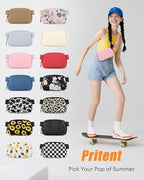 Pritent Fanny Packs for Women Cross Body Bag Waterproof Belt Bag with Adjustable Strap and Zipper Back Pocket Small Crossbody Bags Fashion Waist Packs for Workout Travelling(Light Pink)