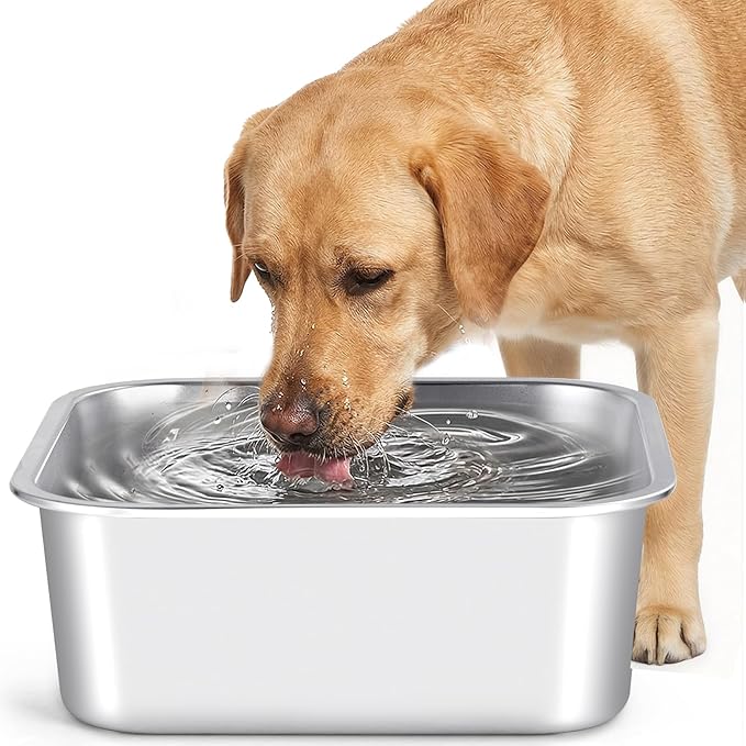 ZPUFAW 1.2 Gallons Dog Water Bowl, Stainless Steel Large Capacity Durable Dog Water and Food Bowl, Suitable as Outdoor Dog Travel Bowl