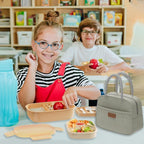 JBGOYON® Bento Lunch Box Set - 3 Stackable Containers for Adults and Kids- Includes Lunch Bag, Leak-Proof and BPA-Free - Built-in Utensil Set and Snack Bag - Dishwasher Safe (Khaki)