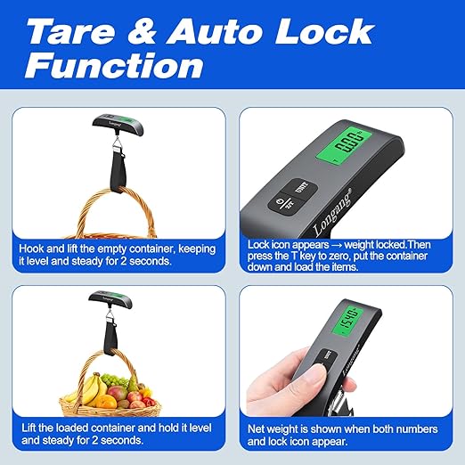 Digital Hanging Luggage Scale with Backlit for Travel, Portable Handheld Suitcase Weight Scale with Hook, 110 Pounds, Battery Included
