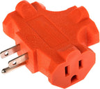 Projectpak 3 Outlet T Shaped Wall Plug Grounding Adapter Splitter Extender Triple Tap – Durable Grounded Power Tap | 3 Pack (Orange)