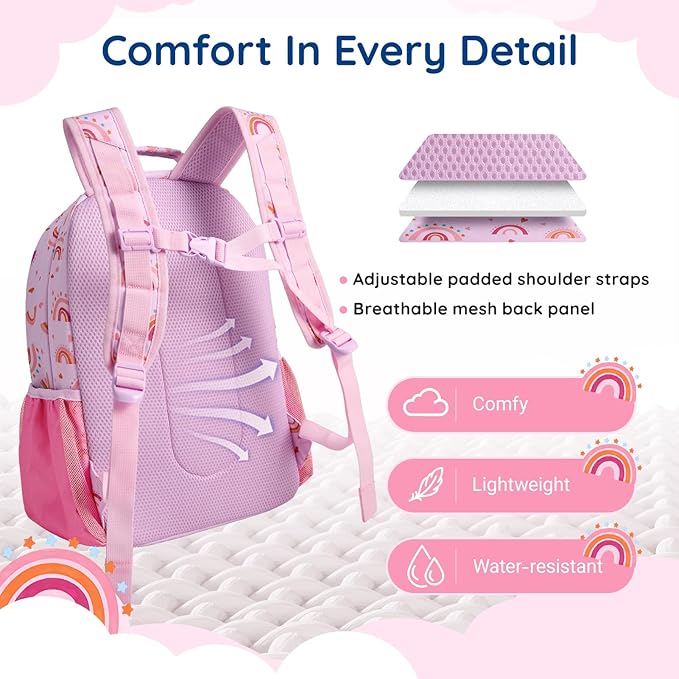 mommore Kids Backpack for Boys Girls 4-8 Kindergarten Elementary School Backpack with Lunch Box - 15” H Fit Folder