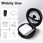 2Pack Round Earbud Case Portable EVA Carrying Case Storage Bag Cell Phone Accessories Organizer with Carabiner for Earphone, Earbud, Earpieces, SD Memory Card, Camera Chips, Black/Purple