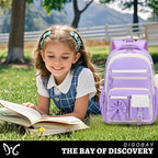 DIGOBAY Backpack for Girls, 3PCS Girls Backpack for School with Lunch Bag Pencil Case, Cute Kids Teens Bookbag for Kindergarten Elementary Preschool Middle School (Purple)
