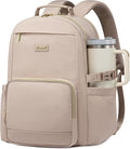 LOVEVOOK Laptop Backpack for Women with Pouch Pocket for Large Capacity Cup,15.6 Inch Laptop Computer Bag Travel Backpack Purse,Waterproof Work Business Backpack College Teacher Bags,Nude