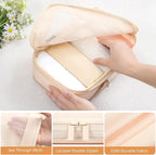 BAGAIL 4 Set/6 Set/8 Set Compression Packing Cubes Travel Accessories Expandable Packing Organizers (Square Mesh, 05-Cream)