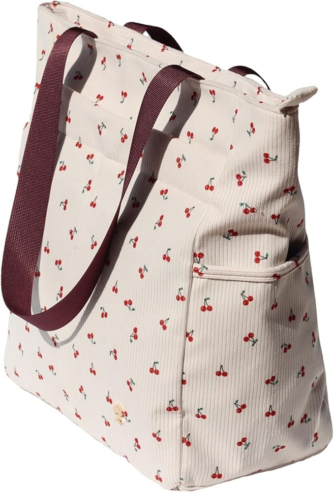 ESVAN Original Floral Tote Bag Large Shoulder Bag with Multi Pockets for Gym Travel Beach Daily Bags