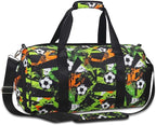 Gym Travel Duffle Bag for Boys - Gymnastics Sports Dance Bag with Shoe Compartment & Wet Pocket Kids Travel Bag Teens Weekender Sleepover Carry On Bag Football