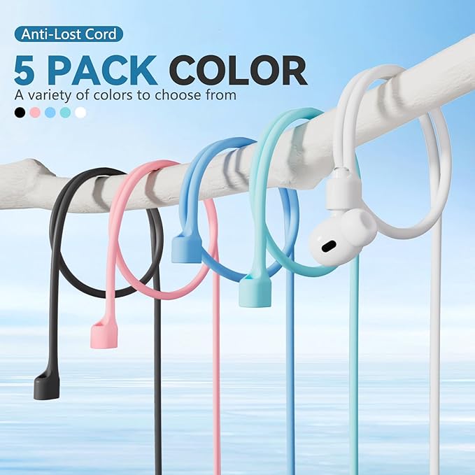 【5 Pack】Ultra Strong Magnetic Straps Anti-Lost Cord,Silicone Sports Lanyard and Ear Hook - 5 Anti Lost Straps + 1 Pair EarHook