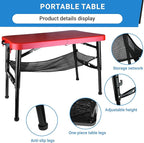 Portable Folding Table and Stool Set, Lightweight Foldable Table & Collapsible Stool for Camping Picnic Beach Fishing, Sturdy Small Outdoor Set with Mesh Layer Storage