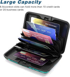 Credit Card Holder, Mini Aluminum Card Wallet RFID Blocking Slim Metal Hard Card Case for Women Men, Ocean Marble
