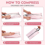 6 Pcs Travel Shoe Bags with Zipper Nylon Portable Waterproof Suitcase Shoe Organizer Packing for Golf(L,Pink)