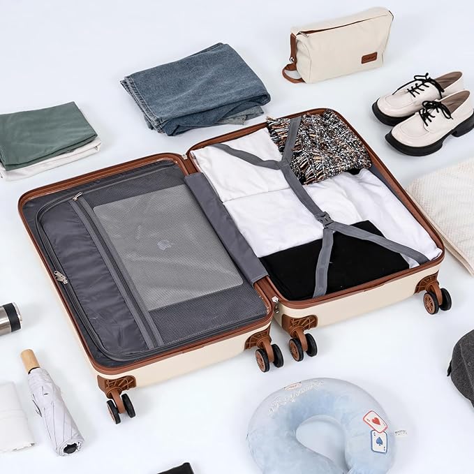 Cosbarn Luggage Sets 5 Piece Suitcases with Wheels, Suitcase Set ABS Hard Case Luggage with TSA Lock Spinner Wheels Durable Travel Luggage (5-Piece Set(20"/24"/28"))