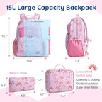 mommore Kids Backpack for Boys Girls 4-8 Kindergarten Elementary School Backpack with Lunch Box - 15” H Fit Folder