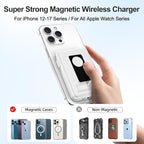 Magnetic Portable Charger, 10000mAh Wireless Power Bank for iPhone with Built-in Cables, 20W Fast Charging for Magsafe Battery Pack with Stand for iPhone Air/17/16/15/14/13/12 and Apple Watch