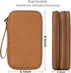 CAAORDKSO Universal Electronics Accessories Carrying Case, Electronic Cable Organizer Bag, Travel Cable Accessories Bag Pouch for Cable, USB, Cord, Charger, Phone, Power Bank, Earphone (Brown, Large)
