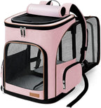 Lekereise Pet Carrier Backpack Expandable Cat Backpack Carrier for Small Dogs Large Cats Puppies, Dog Backpack Carrier for Hiking Travel Outdoor Hold Pets Up to 20 25 Lbs, Pink