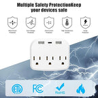 HITRENDS - Outlet Extender, with a Place to Put Your Phone and 2 USB-A and 1 USB Type-C Multi Plug Wall Outlet, Suitable for Bedrooms, Living Rooms, Offices, and Travel