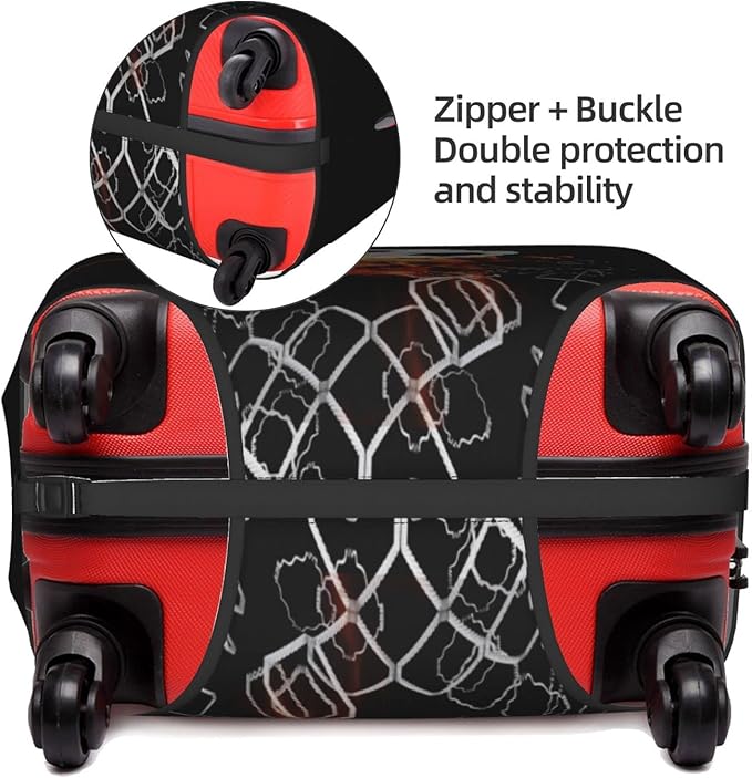 Travel Luggage Cover Suitcase Protector, Soccer Football Ball Breaking Nets Thickened Washable Elastic Anti-scratch Luggage Sleeve with Concealed Zipper for Wheeled Suitcase Fits 25-28 Inch Luggage