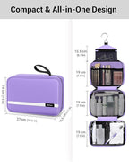 Maliton Toiletry Bag for Men & Women Travel Toiletry Bag Hanging Toiletry Bag Hygiene Organizer with 4 Compartments Waterproof Bathroom Shower Bag Large Toiletries Travel Bag (Purple)