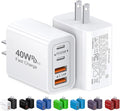 [2-Pack] 40W USB C Charger Cube, Wall Plug Fast Charging Block, 4-Port PD+QC Power Adapter Multiport Brick Type C Box for iPhone 17/16/15/14/13/12/11/Pro Max/XS/XR/8/7, Tablets, Samsung