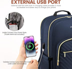 LOVEVOOK Laptop Backpack for Women 17.3 inch,Cute Womens Travel Backpack Purse,Professional Laptop Computer Bag,Waterproof Work Business College Teacher Bags Carry on Backpack with USB Port,Navy Blue