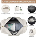 Travel Overnight Bag Weekender Bags - Duffle Bag Women with Shoe Compartment Carry On Overnight Bag with Toiletry Bag Duffel Bags with Wet Pocket for Gym Hospital Bags for Labor and Delivery Beige