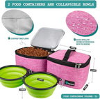 PetAmi Dog Travel Bag, Travel Pet Bag Organizer, Dog Food Travel Bag with Container Collapsible Bowls, Pet Travel Supplies Gift Accessories for Weekend Camping, Puppy Cat Diaper Bag, Pink Large