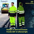ProtectX High Visibility Waterproof Rain Gear for Men and Women, Hi Vis Reflective Safety Rain Jacket and Pant Suits Workwear