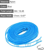 uxcell Portable Clothesline, 16.4ft Nylon Windproof Non-Slip Washing Line Rope for Courtyard Outdoor Travel Camping Laundry Drying, Blue