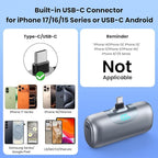 [2 Packs]Mini Portable Charger for iPhone 17/16,5500mAh LCD Display USB C Power Bank,Fast Phone Charging Travel Pocket Size Battery Pack for iPhone 17/17 Pro Max/Air/16/15 Series,Android(Black+Silver)