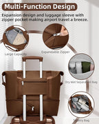 LARVENDER Carry on Luggage 22x14x9 Airline Approved, Expandable 20 Inch Hardside Suitcase with Wheels TSA Lock, PC+ABS Lightweight Carry on Suitcases for Women and Men, Maple (20/DB/TB)