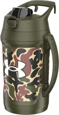 Under Armour Insulated Water Bottle with Handle & Fence Hook, Half Gallon Sports Water Jug, Leak-Resistant & BPA-Free for Baseball, Football & Gym - Green Hyper Camo, 64oz