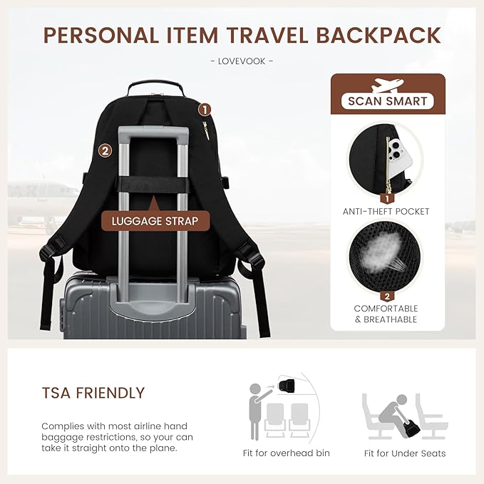 LOVEVOOK Laptop Backpack for Women with Pouch Pocket for Large Capacity Cup,17 Inch Laptop Computer Bag Travel Backpack Purse,Waterproof Work Business Backpack College Teacher Bags,Black