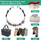 Retractable Travel Clothesline, Portable Clothesline (Including 2 Compressible Towels) 12 clothespins, Suitable for Indoor and Outdoor, Balcony, Outdoor Camping use Multicolor