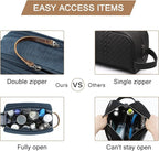 BAGSMART Toiletry Bag for Men, Canvas Travel Toiletry Organizer Dopp Kit Water-resistant Shaving Bag for Toiletries Accessories,Navy Blue-Medium